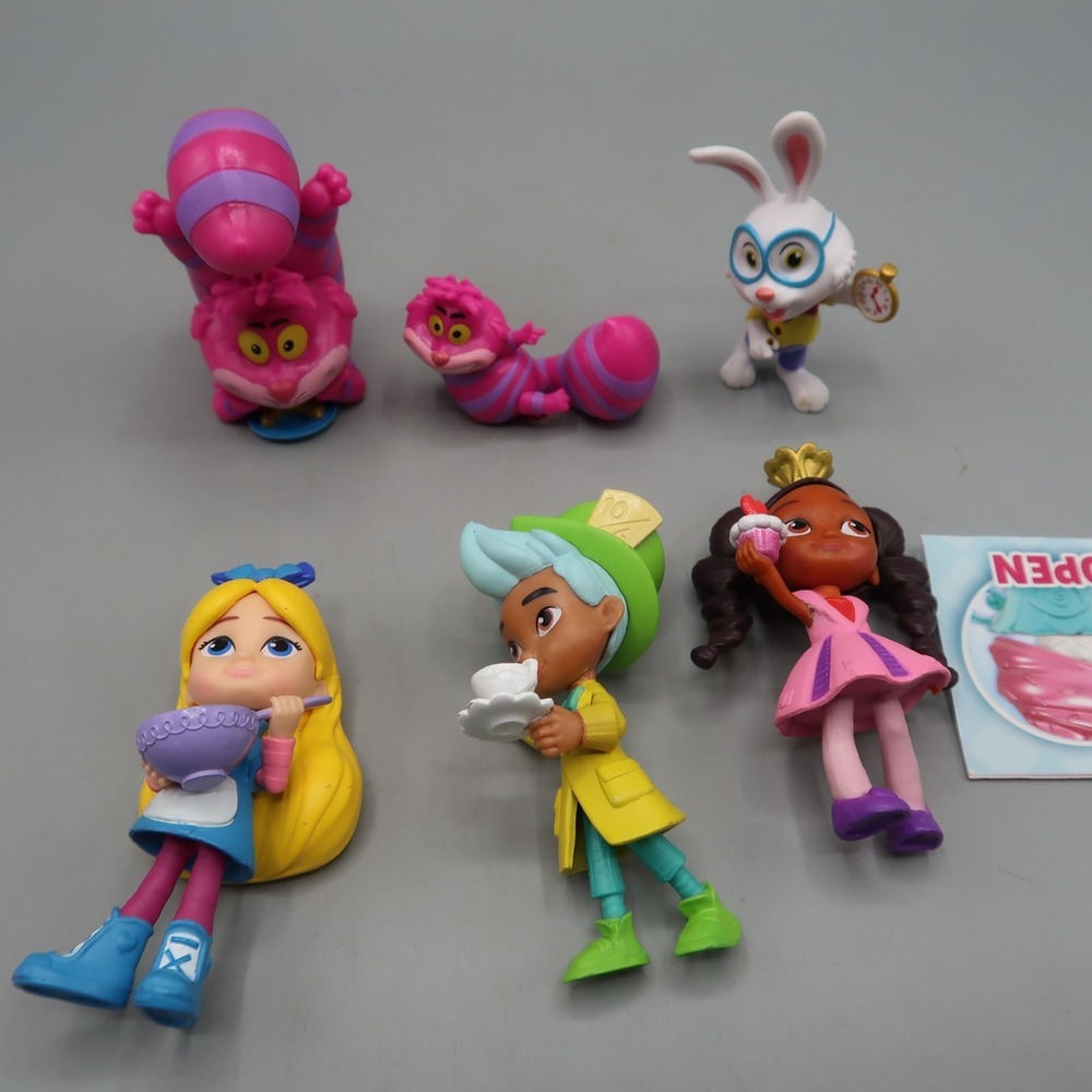 Disney Junior Alice's Wonderland Bakery 6 Figure Play set Lot Cake Topper Toys
